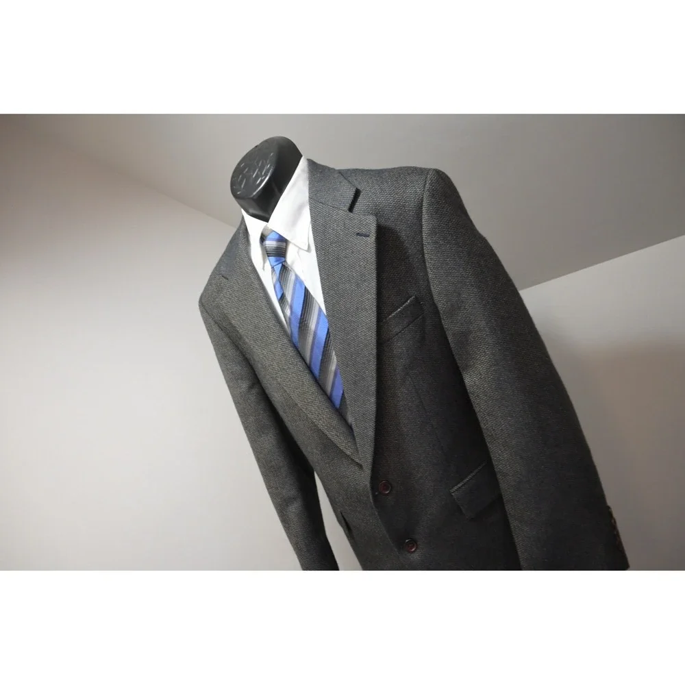 Chaps Ralph Lauren Herringbone Blazer Mens 41R Grey Brown Two Button Wool Blend